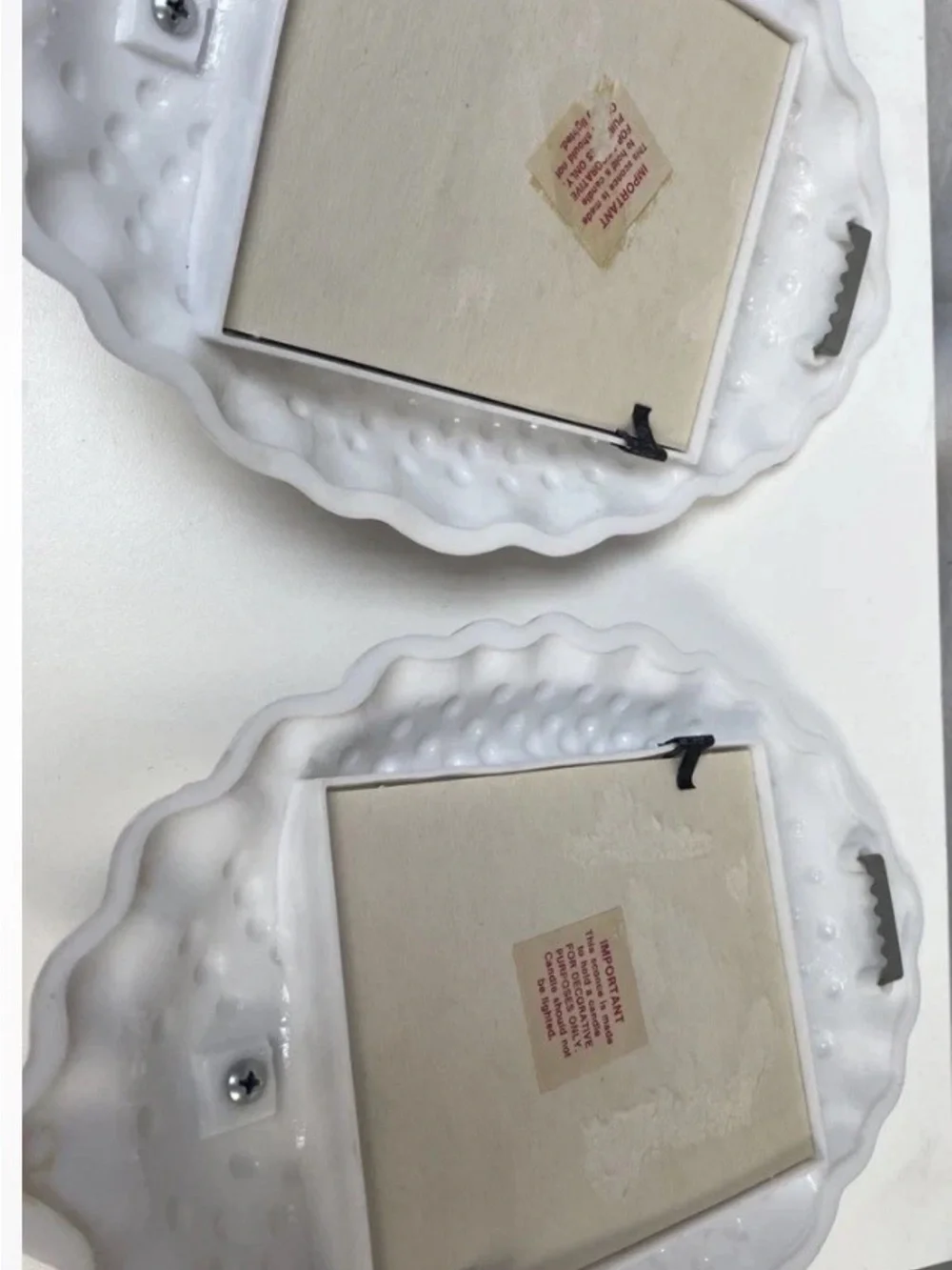 VTG Burwood White &Hobnail Sconce Mirror Flameless Candle Holder, 10x6.5”, 2p